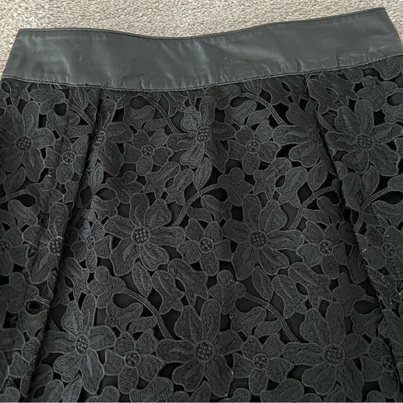 Lamarque Long Leather Lace Black Skirt - Picture 10 of 15